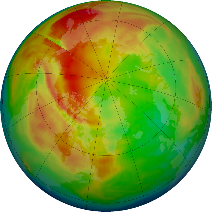 Arctic ozone map for 21 February 1983